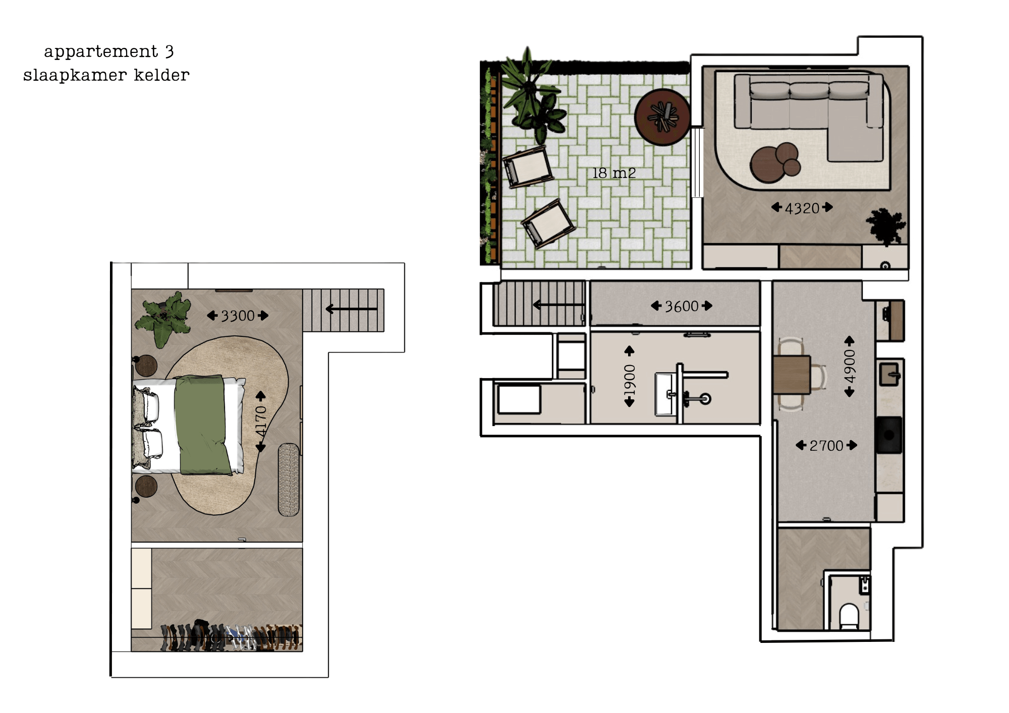 Plattegrond van appartement 3