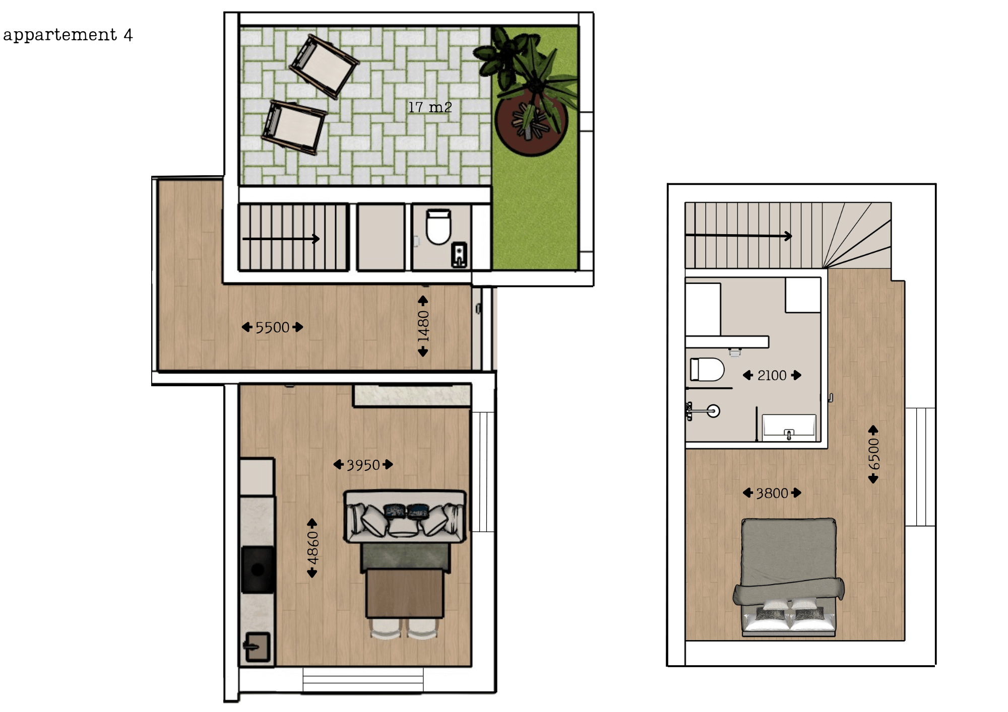 Plattegrond van appartement 4